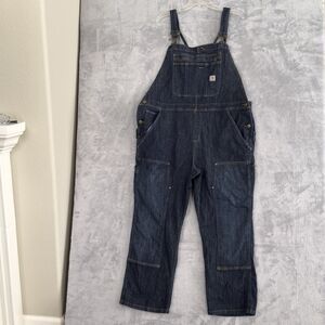 Carhartt Brewster Double Front Bib Overalls Dark Wash XXL / 20" Length Short